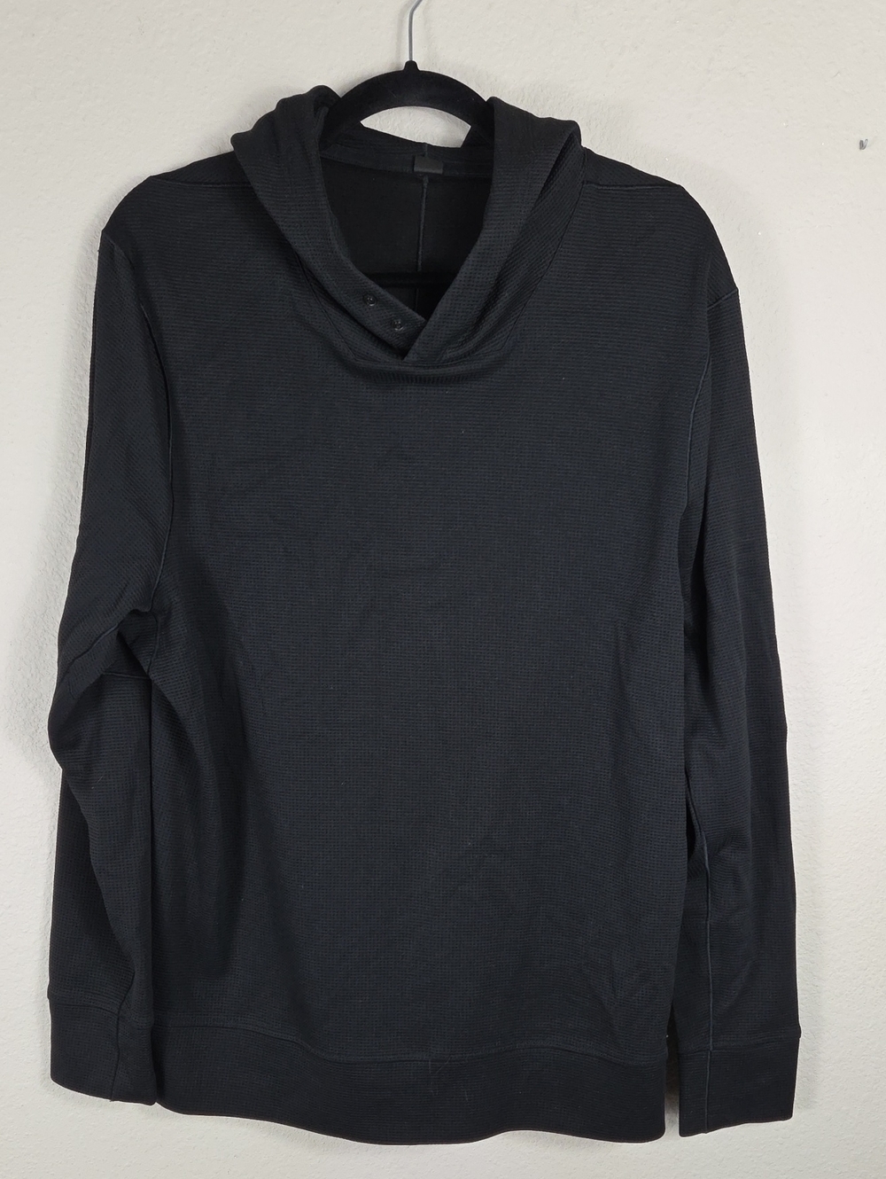lululemon Shift Stitch Classic-Fit Hoodie Men's Large Black Waffle Knit